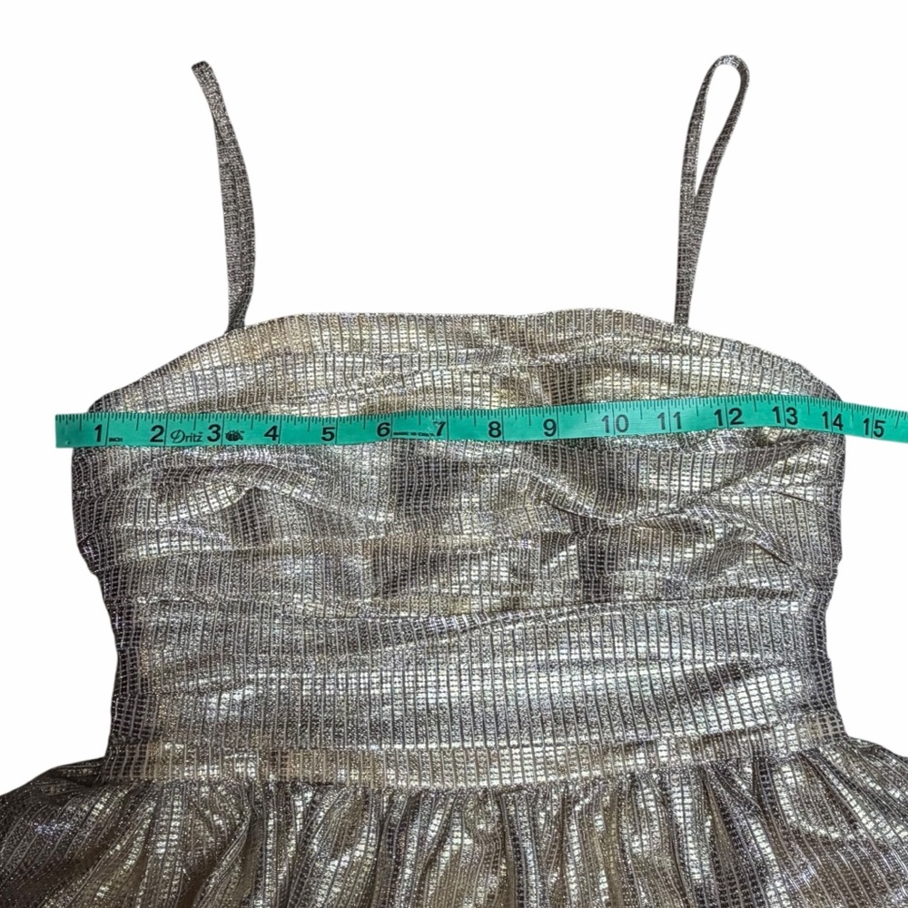 NWT Layered With Love Gold Metallic Tiered Ruffle Midi Dress - Size XS - Picture 13 of 15
